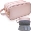 Travel-Accessories Makeup Bag for Women,Water Resistant Toiletry-Bag-For-Travel-Essentials,Dorm Room Essentials,Eco Leather Cosmetic Bag for Full Size Toiletries,Mother's Day Graduation Gifts for Her