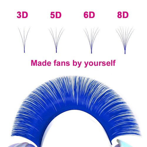 Colored Lash Extensions Mixed Tray Volume Lash Extensions Easy Fan Volume Lashes Blue Lash Extensions Flowering 0.07 Color Lashes Extension (Blue-0.07D-20-25mm)