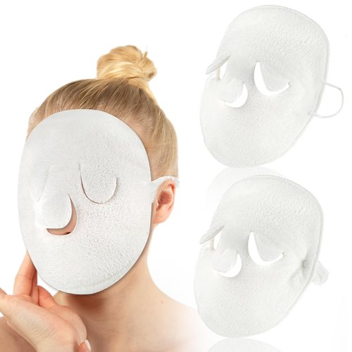 Piriuuo 2Pcs Face Steaming Towel, 2 Style Towel Mask Reusable Face Towel Mask Cold Hot Compress Moisturizing Beauty Skin Care Spa Towels Facial Steamer Mask for Women Girls Skin Face Care Beauty Salon