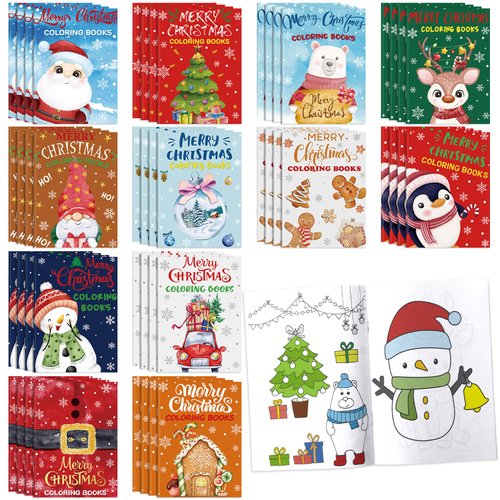 Faccito 48 Pcs Christmas Coloring Books Bulk Mini Xmas Coloring Book Party Favor Packs Classroom Gifts Snowman Gingerbread Activity Book for Holiday Winter Goody Bag Stuffers Supplies(Watercolor)