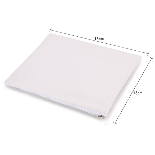 YINGKOR Cotton Canvas Zipper Cosmetic Bag Makeup Bags Tool Organizer with Cotton Lining, 13x18cm, 5.11x7.08 inches, White