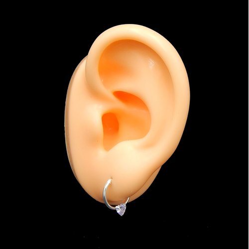 925 Sterling Silver Single Lavender CZ on Small 1/2" 0.5 inch 12mm Endless Hoop Earrings 23463