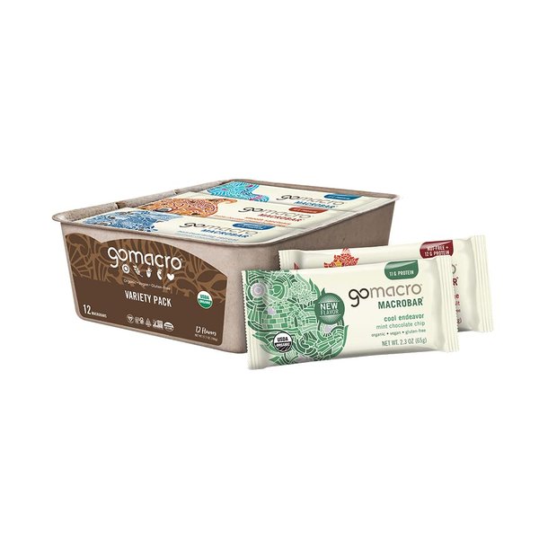 GoMacro MacroBar Organic Vegan Protein Bars - Variety Pack (2.3 Ounce Bars, 12 Count)