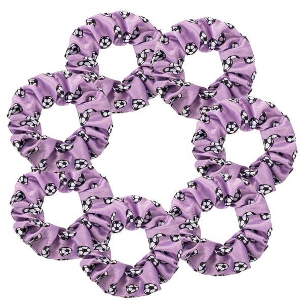 7 Pcs Shiny Soccer Hair Scrunchies Cheer Soccer Uniforms Scrunchie School Performance/Sports/Practice/Party/Gymnastics Scrunchie Ponytail Holder Wrist for Girls Cosplay Show (Purple)