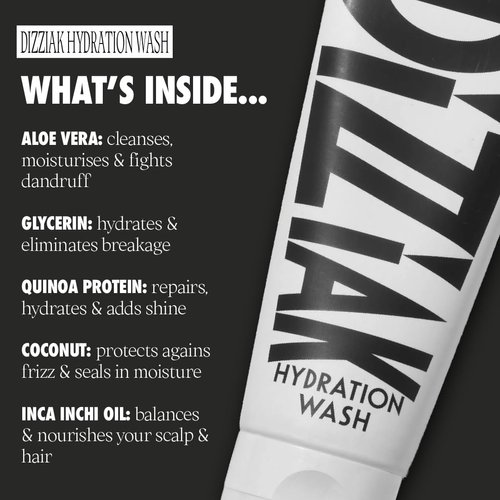 DIZZIAK Hydration Wash: Hair Shampoo, Scalp-Friendly Cleanser, Deep Cleansing & Long Lasting Hydration for All Hair Types, Refreshing & Smoothing, Vegan Shampoo - 200ml