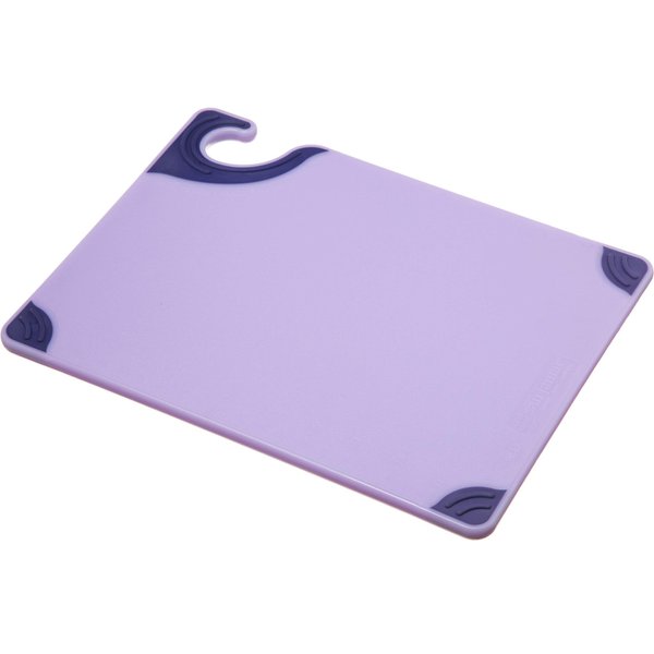 San Jamar Saf-T-Grip Plastic Cutting Board with Safety Hook, 9" x 12" x 0.375", Purple