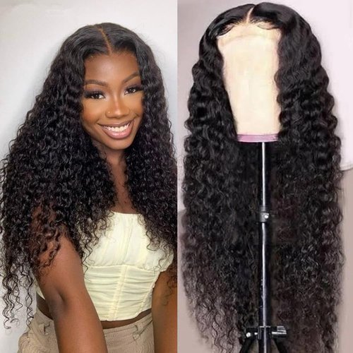 Ice Pear 13x6 Deep Wave Lace Front Wigs Human Hair 22 Inch HD Transparent Deep Curly Lace Frontal Wigs Human Hair 220% Density Glueless Wigs Human Hair Pre Plucked with Baby Hair Natural Color