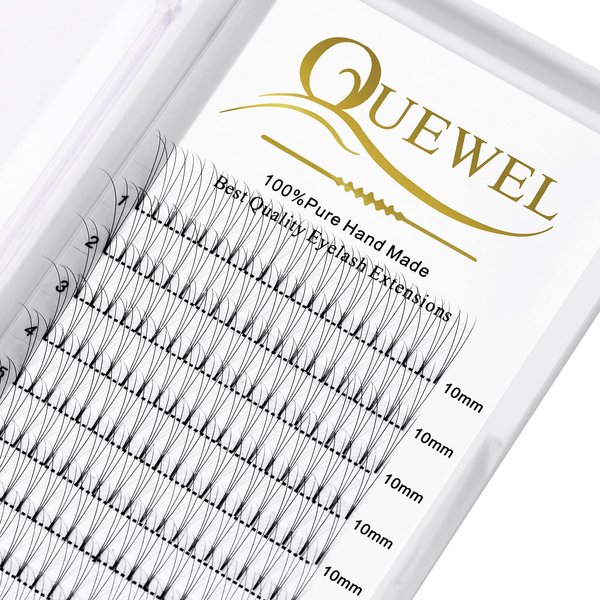 QUEWEL Volume Lashes Extensions 3D 0.07mm C Curl 10mm Short Stem Premade Fan Soft|Optinal 3D|4D|5D|6D|7D|8D 0.07/0.10mm C/D 8-20mm Mix-9-16mm 12-15mm 8-15mm|(3D 0.07C 10mm)