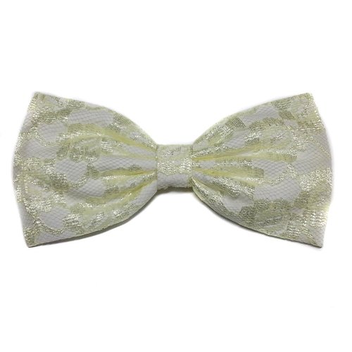 Lolita Inspired Hair Bow Collection-lace-glitter (Pale Yellow Lace, Barrette)