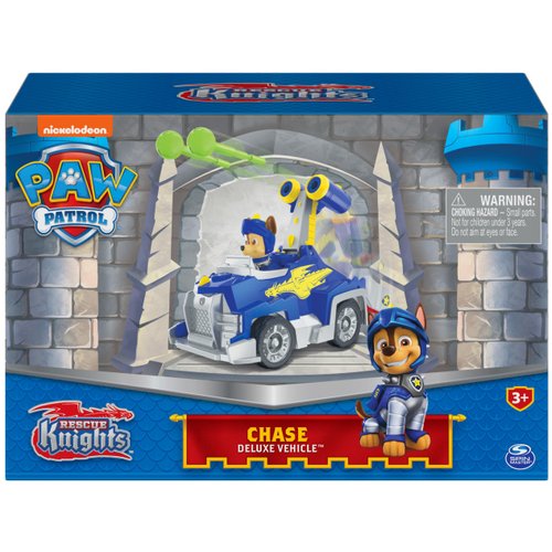 Paw Patrol, Rescue Knights Chase Transforming Toy Car with Collectible Action Figure, Kids Toys for Ages 3 and up