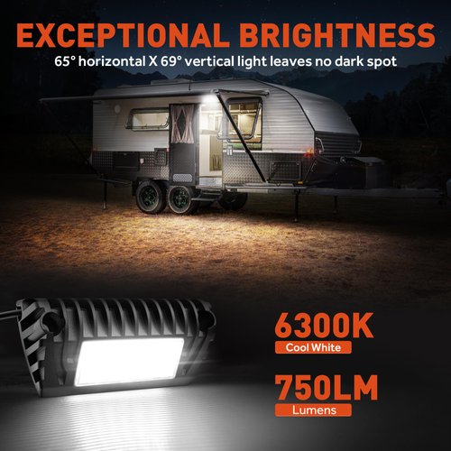 SnowyFox LED RV Porch Light - Aluminum Exterior Utility Light Led Outdoor Trailer Light 12V Lighting Fixture 750 Lumen Replacement Lighting Enclosed Trailer Lights for RVs Trailers Campers