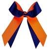 Victory Bows Two Color Grosgrain Hair Bow- The Juliet Navy Blue and Orange- Made in the USA Pony Tail Band SB800