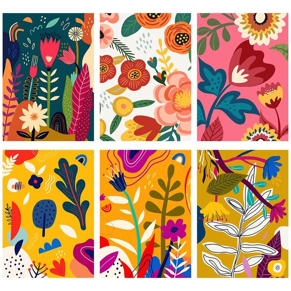 FQOVKYN 6 Pack Paint by Numbers for Adults- DIY Acrylic Painting Paint by Numbers Kits on Canvas Without Frame, Simple Flower Oil Painting for Home Wall Decor 9.8X13.8inch