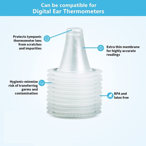 CEI-CEI 400 Counts Ear Thermometer Covers Lens Filters Refill Caps for Ear Thermometer, BPA Free and Disposable Ear Thermometer Covers Caps (Ear Thermometer not Include)