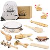 Chriffer Kids Musical Instruments Toys, Percussion Instruments Set with Storage Bag, Preschool Educational Music Toys for Boys Girls, Natural Eco-Friendly Wooden Music Set (10pcs)