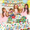 Building Block Party Supplies,142pcs Block Party Decorations Tableware Set Blocks Bricks Plates and Napkins Tablecloth Cups for Building Block Birthday Party Supplies