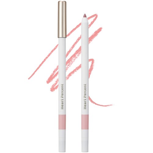 Heart Percent Dote On Mood Lip Pencil Slim, Defines and Fills Creamy Lip Liner Retractable Lipstick Pencil with Built-In Sharpener, 02. Creamy Pink