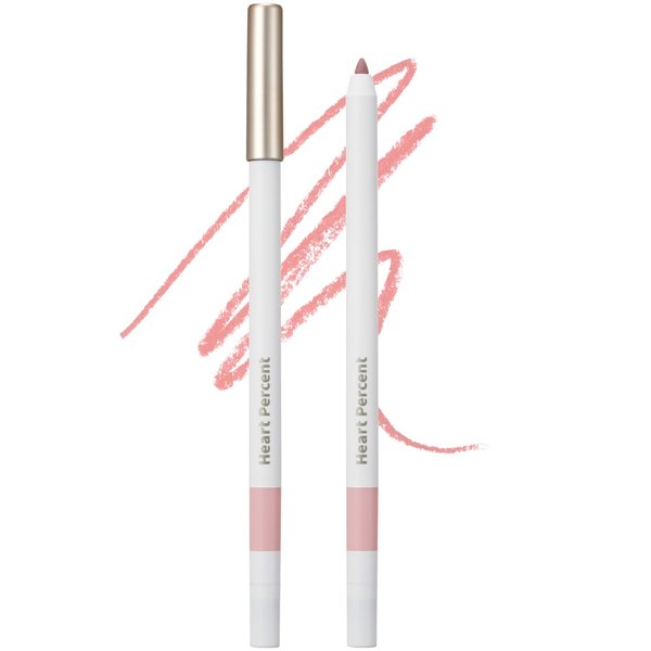 Heart Percent Dote On Mood Lip Pencil Slim, Defines and Fills Creamy Lip Liner Retractable Lipstick Pencil with Built-In Sharpener, 02. Creamy Pink