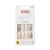 KISS Gel Fantasy Ready-to-Wear Press-On/Glue-On Gel Nails, Style “Friends”, Long Length Gel Nail Kit with 24 Mega Adhesive Tabs, Pink Gel Glue, Manicure Stick, Mini File, and 24 Fake Nails