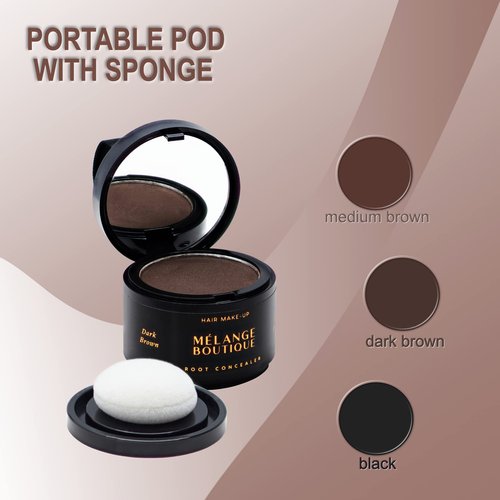 MELANGE BOUTIQUE Hairline Powder Instant Formula (Dark brown) Root Touchup Hair Loss Powder for Gray Root Line, Root Concealer for Thinning & Bald Spots
