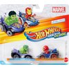 Hot Wheels RacerVerse Toy Cars 2-Pack Set of 2 Die-Cast Vehicles with Non-Removable Drivers of Their Own Cars: Hulk & Iron Man, Optimized for Track