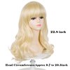 Kids Blonde Wig with Bow Hair Clip, 22.8 Inch Long Blonde Wavy Princess Wigs for Kids Girls Toddlers + Wig Cap for Halloween Costume Party Cosplay