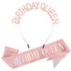Birthday Sash for Women,Birthday Crown Adult Woman,Birthday Tiara for Women Birthday Queen Glitter Rose Gold Birthday Sash and Crown Rhinestone Headband,Happy Birthday Headband Decoration Accessories