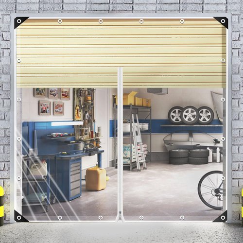 Zipper Door Dust Barrier Kit - Reusable Plastic Curtain with Zipper, Temporary Door Cover for Hallway, Bathroom, Dust Containment (Clear, 6.6×8.2FT)