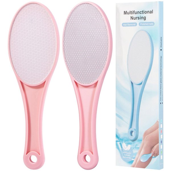 2 Pack Nano Glass Foot File Callus Remover, Beomeen Hard and Dead Skin Remover for Feet, Double Sided Foot Scrubber Hygienic Pedicure Tool, Hair Eraser for Softer and Smoother Feet and Hands