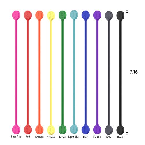 SMART&COOL Reusable Silicone Magnetic Cable Ties for Bundling and Organizing, Holding Stuff, Book Markers, Fridge Magnets, Assorted Color, 7.16'' (20-Pack, Multi)