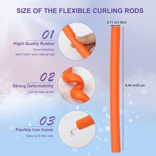 30PCS Flexible Curling Rods Twist Foam Roller Hair Curlers for Curly Hair 0.71inch No Heat Hair Rods Rollers Heatless Hair Curlers for Long, Medium, Short Hair(1.8cm)