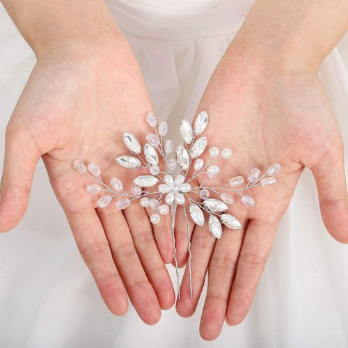 AUNEAL Wedding Hair Accessories for Women Hair Pins Set Hair Jewelry for Girls Flower Pearl Hair Clips Headpieces for Brides Bridesmaids