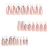 Press on Nails Long Coffin BAOYAALIN, White Fake Nails with Rhinestones Flower Design Gel Glue on Nails for Women Girls Full Cover Acrylic Artificial False Stick on Nail for Wedding 24Pcs in 12 Sizes