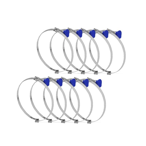 POWERTEC 70223-P2 2-1/2 Inch Right Hand Keyed Bridge Hose Clamp, Thumb Screw Key Adjustable Stainless Steel Hose Clamps for Dust Collection, Dust Collector and Dryer Vent Hose, 10 pack