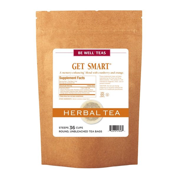 The Republic of Tea Be Well Teas No. 16, Get Smart Herbal Tea For Memory/Focus, Refill Pack of 36 Tea Bags