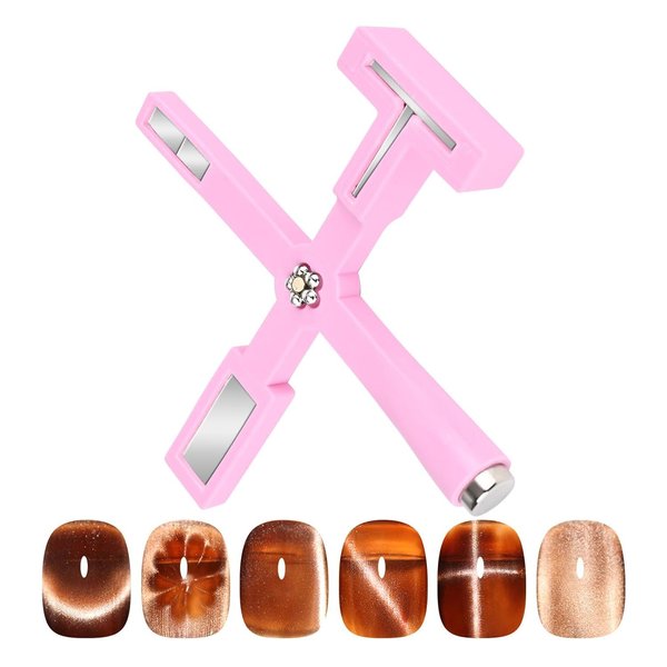UNOOSO 5 In 1 Nail Magnet Tool,Multi-Function Cat Eye Magnetic Stick, Magnetic Stick For Cat Eye Gel Nail Polish With Silicone Protective Case,For Cat Eye Nail Design (Pink)