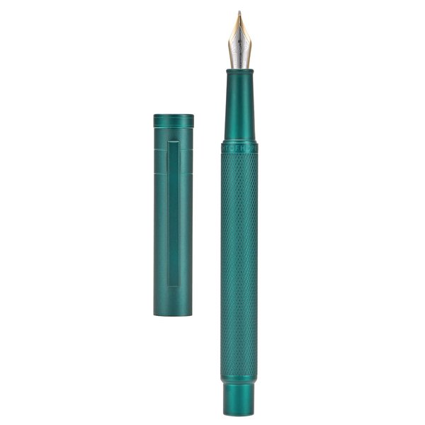 Hongdian Green Forest Fountain Pen Blade Nib Classic Design Calligraphy Pen with Converter and Metal Pen Case Set