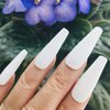 Florry Coffin Extra Long Fake Nails Ballerina Press on Nails Matte Acrylic Nails for Women and Girls 24Pcs (White)