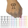 Trophy Award Outline with Star Temporary Tattoo Water Resistant Fake Body Art Set Collection - Hot Pink (One Sheet)