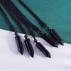 TIKCAUZ Hexagonal Crystal Points Pendant Necklace Black Obsidian Healing Stone Necklace Adjustable Rope Reiki Gemstone Necklace Handmade Jewelry for Men Women