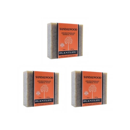Plantlife Sandalwood 3-Pack Bar Soap - Moisturizing and Soothing Soap for Your Skin - Hand Crafted Using Plant-Based Ingredients - Made in California 4oz Bar