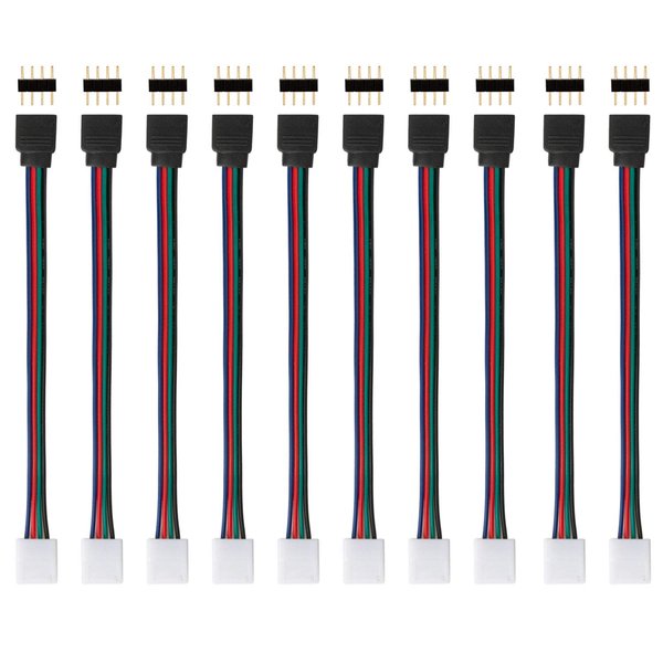 haraqi 4 Pin RGB Male and Female Connector Wire Cable(10 Pack) with 10 x Male 4 Pin Plugs for 5050 3528 RGB LED Light Strip