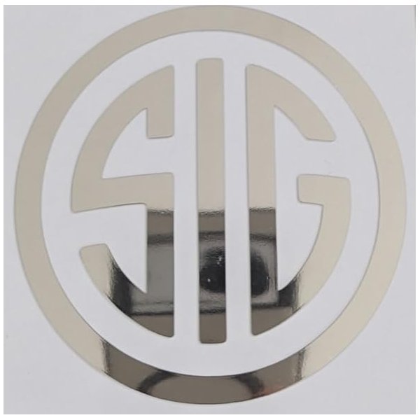 NASTUDIO - SIG Decal (2 x 2 Chrome) - Vinyl Car Bumper Sticker, Gun, Truck, Window, Motorcycle, Helmet, Bumper, Laptop