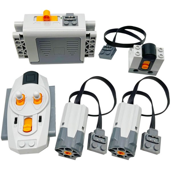 5-in-1 Motor Kit Compatible with Lego: Power Functions Technic Remote Control Set with Battery Box Engine Parts Motor Controller Steering Servo Motor Building Block Motor Gears Starter (5 in 1 Set)
