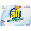 all Fabric Softener Dryer Sheets for Sensitive Skin, Free Clear, 230 Count