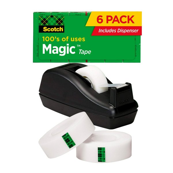 Scotch Magic Tape, 6 Rolls with Dispenser, Numerous Applications, Invisible, Engineered for Repairing, 3/4 x 1000 Inches, Boxed (810C40BK)