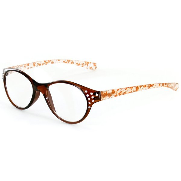 Aloha Eyewear Crystal Lace Cateye Reading Glasses with Multicolored Demi Frames for Women (Brown +2.50)