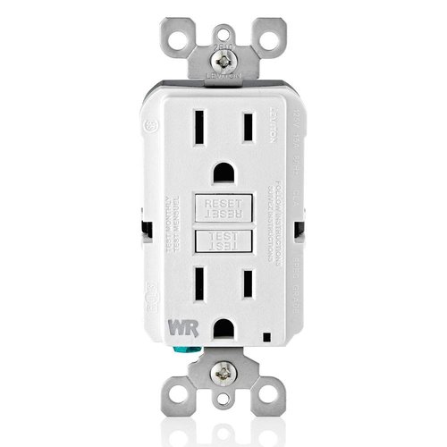 Leviton GFCI Weather-Resistant Outlet, 15 Amp, Self Test, Tamper-Resistant with LED Indicator Light, Outdoor Locations, GFWR1-W, White