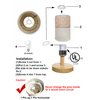 AFORTLO Table Desk Lamp, Small Fabric Boho Decorative Nightstand Night Light Solid Wood Base Lamp for Bedroom,Living Room,End Table or Office with Bulb (Brown Knit Fabric)