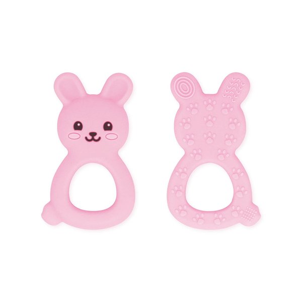 Baby Teething Toys BPA-Free Cute Silicone Bunny Teethers-Easy to Hold Soft and Comfortable Help take The Stress Out of Teething,Perfect for Newborn Girls and Boys (Pink)